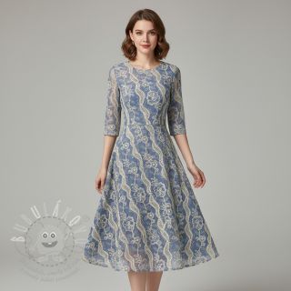 Bavlněná látka JEANS EMBROIDERY Flora design B