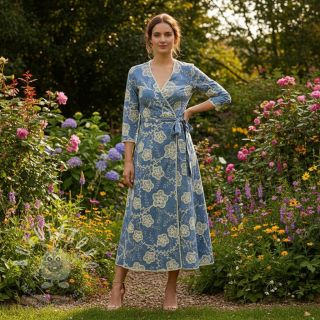 Bavlněná látka JEANS EMBROIDERY Flora design D