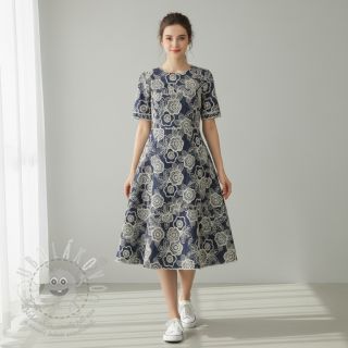 Bavlněná látka JEANS EMBROIDERY Niva design A