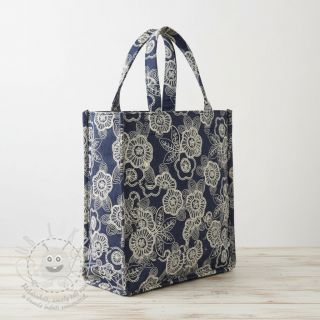 Bavlněná látka JEANS EMBROIDERY Niva design A