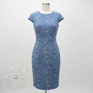 JEANS DENIM JACQUARD Flowers indigo