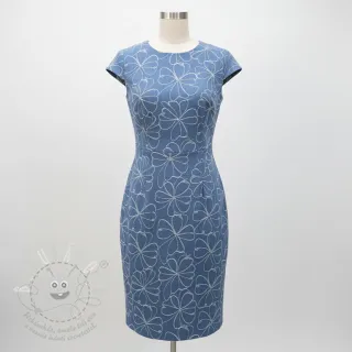 JEANS DENIM JACQUARD Flowers indigo