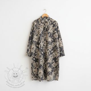 Bavlněná látka JEANS EMBROIDERY Bouquet black