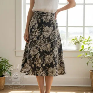 Bavlněná látka JEANS EMBROIDERY Bouquet black