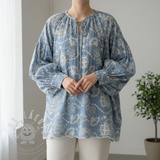 Bavlněná látka JEANS Embroidery Buttercup