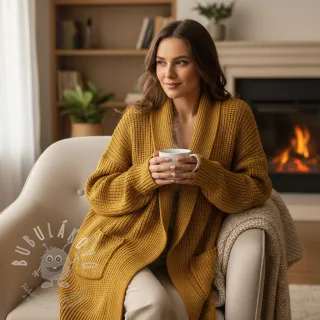 Svetrovina BIG KNIT mustard