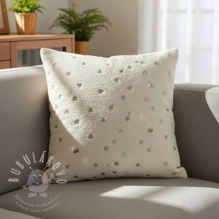 Kabátovina TEDDY Tossed hearts silver