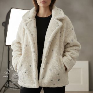 Kabátovina TEDDY Tossed hearts silver