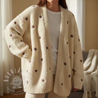 Kabátovina TEDDY EMBROIDERY Mini ecru