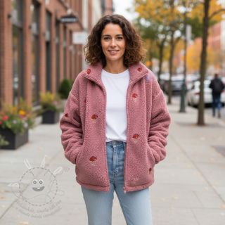 Kabátovina EMBROIDERY Little mushrooms old pink