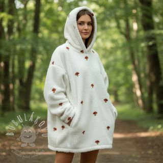 Kabátovina EMBROIDERY Little mushrooms off white