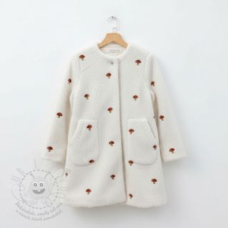 Kabátovina EMBROIDERY Little mushrooms off white