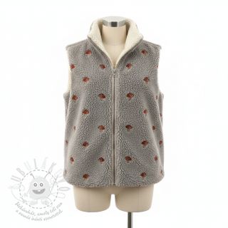 Kabátovina EMBROIDERY Little mushrooms pebble