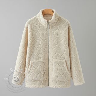 Kabátovina TEDDY Hearts in hearts ecru