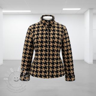 Kabátovina TEDDY JACQUARD PIED DE POULE camel