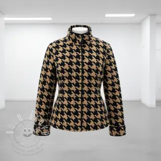 Kabátovina TEDDY JACQUARD PIED DE POULE camel
