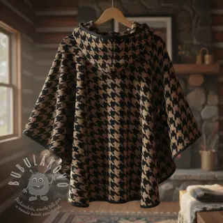 Kabátovina TEDDY JACQUARD PIED DE POULE camel