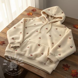 Kabátovina TEDDY EMBROIDERY Cherries