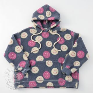 Kabátovina TEDDY JACQUARD Happy faces jeans