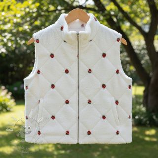Kabátovina TEDDY EMBROIDERY Strawberries white