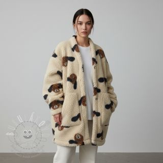 Kabátovina TEDDY JACQUARD Dogs brown