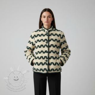 Kabátovina TEDDY JACQUARD Waves army green