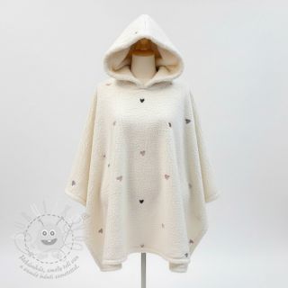 Kabátovina TEDDY EMBROIDERY Hearts ecru