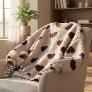 Kabátovina TEDDY JACQUARD Hearts rouge