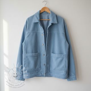 Manšestr 6W WASHED STRETCH light blue