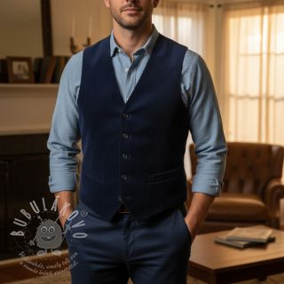 Manšestr 6W WASHED STRETCH navy