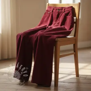 Manšestr 6W WASHED STRETCH berry