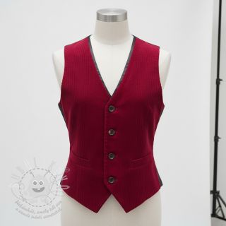 Manšestr 6W WASHED STRETCH dark red