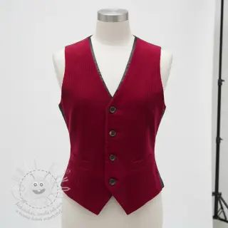 Manšestr 6W WASHED STRETCH dark red