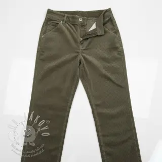 Manšestr 6W WASHED STRETCH camo green