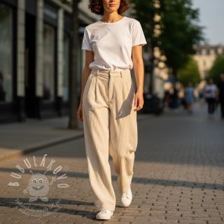 Manšestr 6W WASHED STRETCH off white