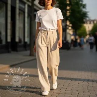 Manšestr 6W WASHED STRETCH off white