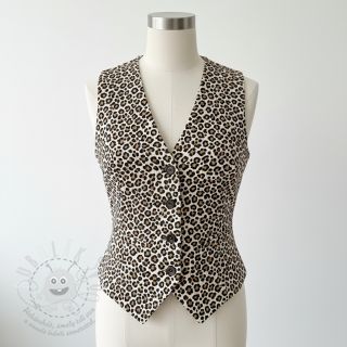 Manšestr STRETCH Little Leopard light sand