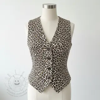 Manšestr STRETCH Little Leopard light sand