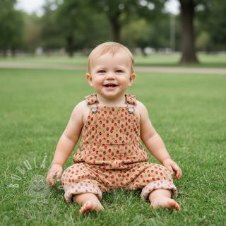 Manšestr STRETCH Little strawberries sand