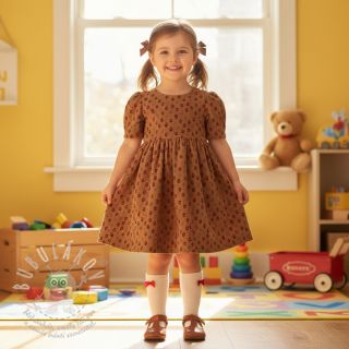 Manšestr STRETCH Little strawberries taupe