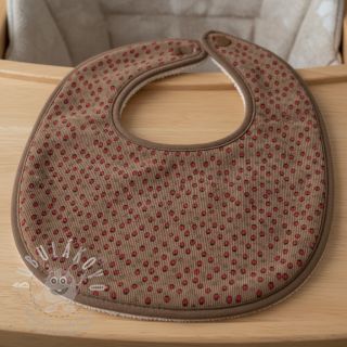 Manšestr STRETCH Little strawberries taupe