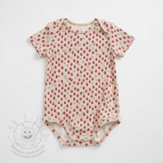 Manšestr STRETCH Little strawberries light sand