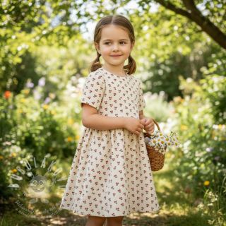 Manšestr STRETCH Little cherry light sand