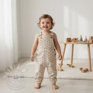 Manšestr STRETCH Little bunny light sand