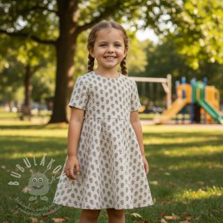 Manšestr STRETCH Little flower light sand