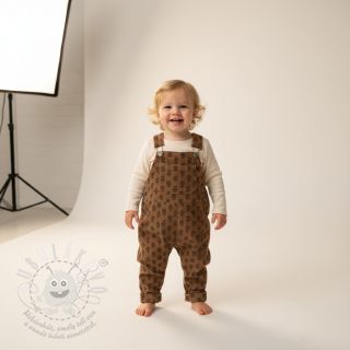 Manšestr STRETCH Little flower taupe