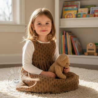 Manšestr STRETCH Little flower taupe