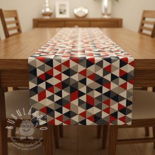 Dekorační látka Linenlook Big triangle red