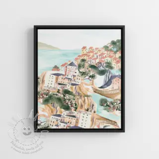 Dekorační látka Houses ecru digital print