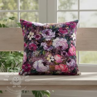 Dekorační látka Oil painting flowers mauve digital print